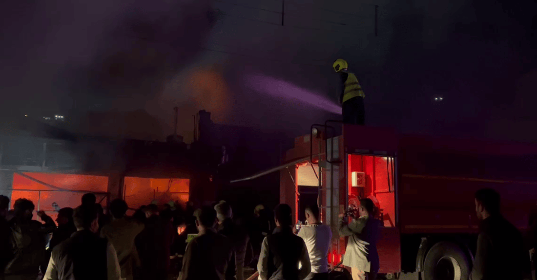 Fire guts commercial warehouse in Choman district