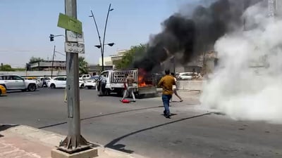 فيديو: رجال كركوك اندفعوا وسط النار وأخمدوا السيارة المحملة بالكاز