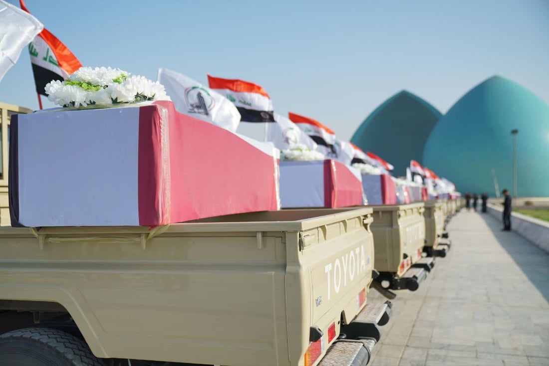 صور: الحشد يقيم تشييعاً رمزياً لضحاياه الذين سقطوا بقصف أميركي 2019