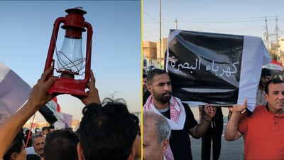 البصرة ترفع “تابوت الكهرباء والفوانيس”: سنعيد تظاهرات 2018 إذا استمر القطع