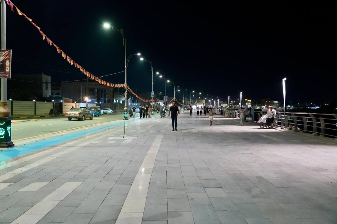 بطول 2.6كم.. صور جوية لافتتاح كورنيش قضاء الحي الجديد في واسط