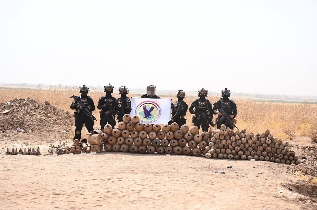 صور: مكافحة الإرهاب تعثر على صواريخ وألغام في الحمدانية وتدمرها ميدانياً