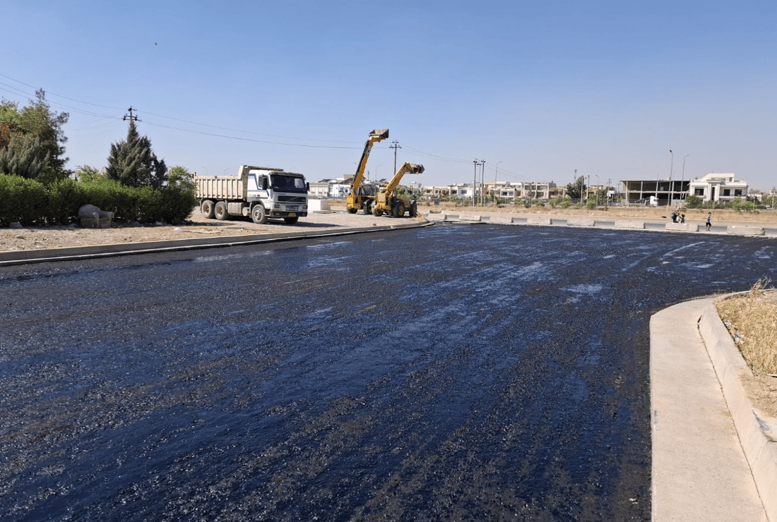 دەست بە قیرکرانی شەقامە 60 مەتریەکەی فەرمانبەران کرا