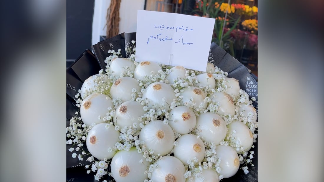 Onion bouquet in Erbil sparks laughs and likes on Kurdish social media