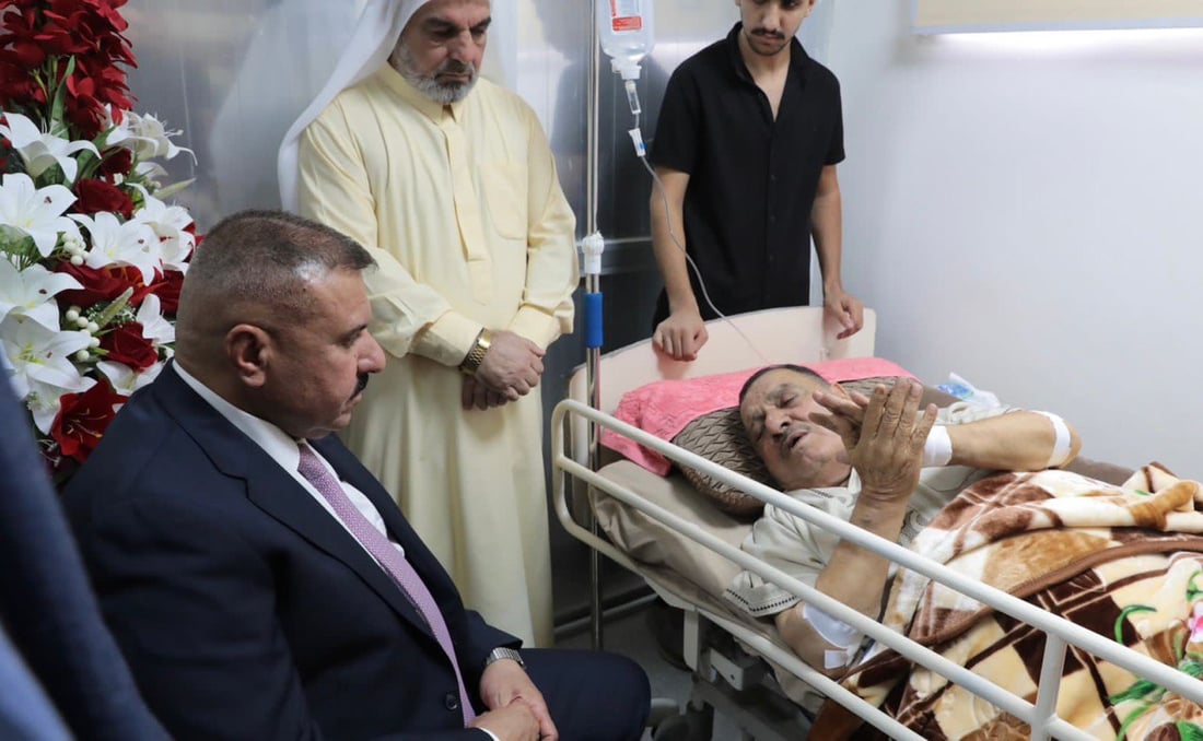 وزير الداخلية يتفقد شيخ الطارمية بعد نجاته من محاولة اغتيال