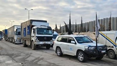 کاروانێکى هاوکارى نەتەوە یەکگرتووەکان لە رێگان بۆ کۆبانێ