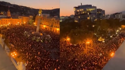 لە جۆرجیا شڵەقا: هەزاران کەس دەستیان بەخۆپیشاندان کرد