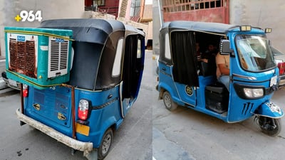 Tuk-tuk driver installs a cooler to beat the heat
