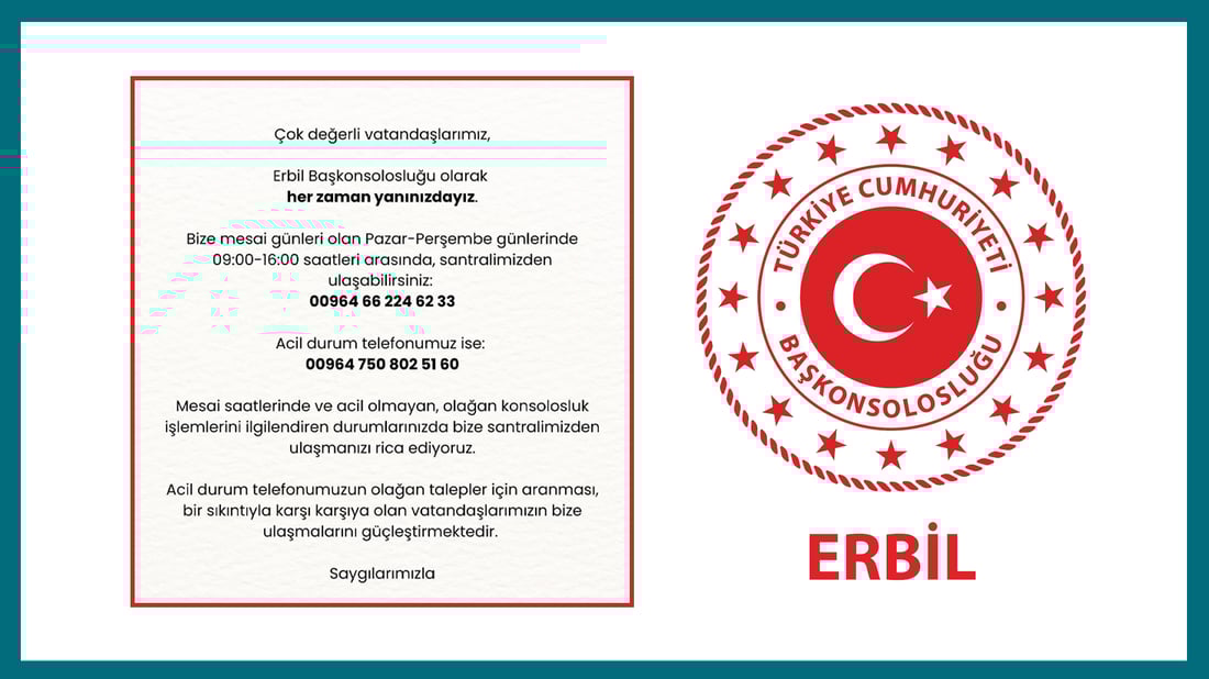کونسوڵخانەی تورکیا لە هەولێر شۆفێرانی تانکەری وڵاتەکەی ئاگادار دەکاتەوە
