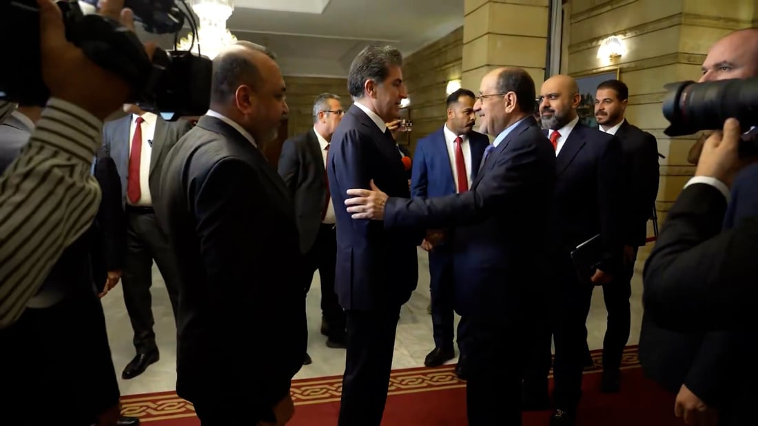 نيجيرفان بارزاني يصل إلى بغداد والمالكي والمندلاوي في استقباله