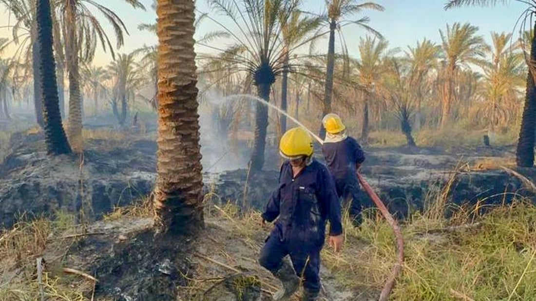 البصرة: بسبب لعب الأطفال.. حريق يلتهم 100 نخلة في قضاء الصادق
