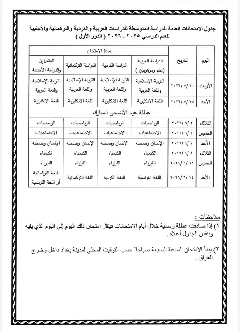 التربية تحدد مواعيد الامتحانات وتقرر تقليص المناهج للسادس الأدبي