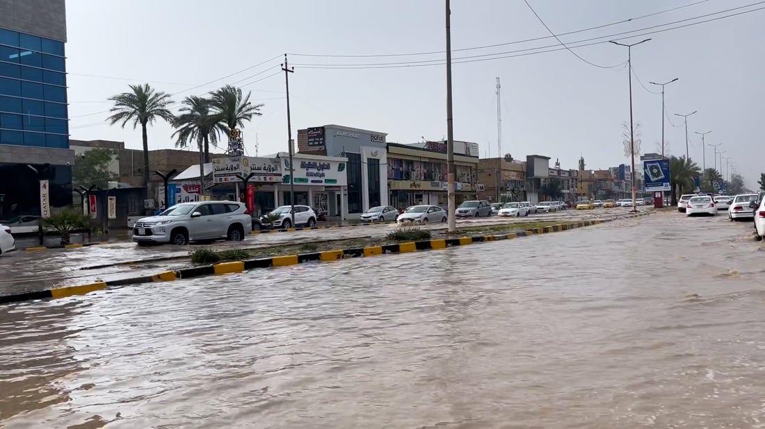 فيديو: “حالوب” كثيف يرشق النجف والأمطار الغزيرة استمرت 4 ساعات