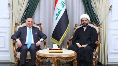 Al-Khazali, foreign minister Fuad Hussein discuss government formation