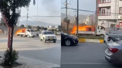 ئەوکاتەی ئۆتۆمبێلە گڕگرتووەکە گەیشتە بەردەم بەرگری شارستانی، کارمەندەکان نوێژیان کردووە