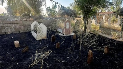 Suspected arson at Darbandikhan Cemetery