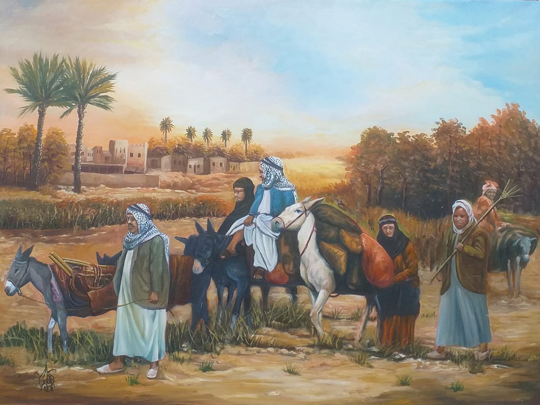 “بالدشداشة والعقال”.. ستيني بموهبة فطرية يُجسّد طبيعة الريف بلوحات عالمية