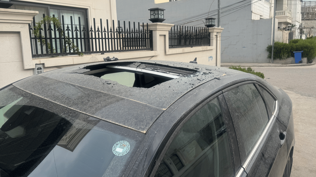 Drone intercepted over Erbil as falling debris damages property