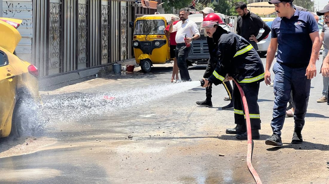 فيت بمب أحرق تاكسي في الدورة.. السائق نجا والأهالي أخمدوا النار