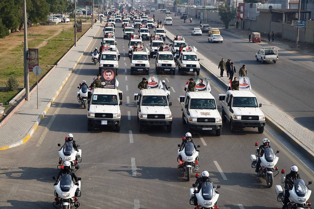 صور: الحشد يستذكر قصف معسكراته في القائم بتشييع رمزي