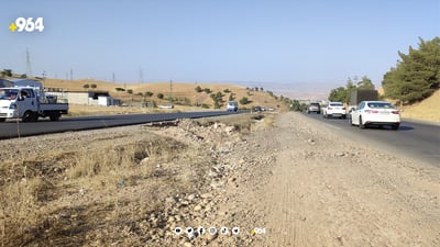 له‌ به‌شێكی رێگاى سلێمانى – كه‌ركوك جۆگەیه‌ك دروستده‌كرێت