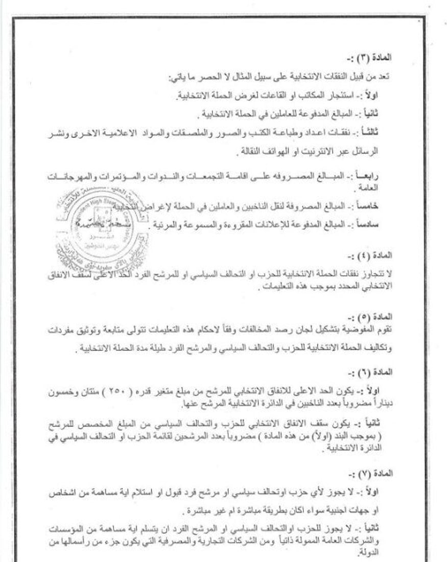 مقابل كل ناخب “ربع دينار”.. المفوضية تحدد سقف الإنفاق الانتخابي لكل مرشح