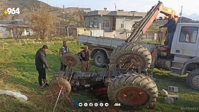 تراکتۆرەکەی وەرگەڕا و خۆشی گیانیلەدەستدا