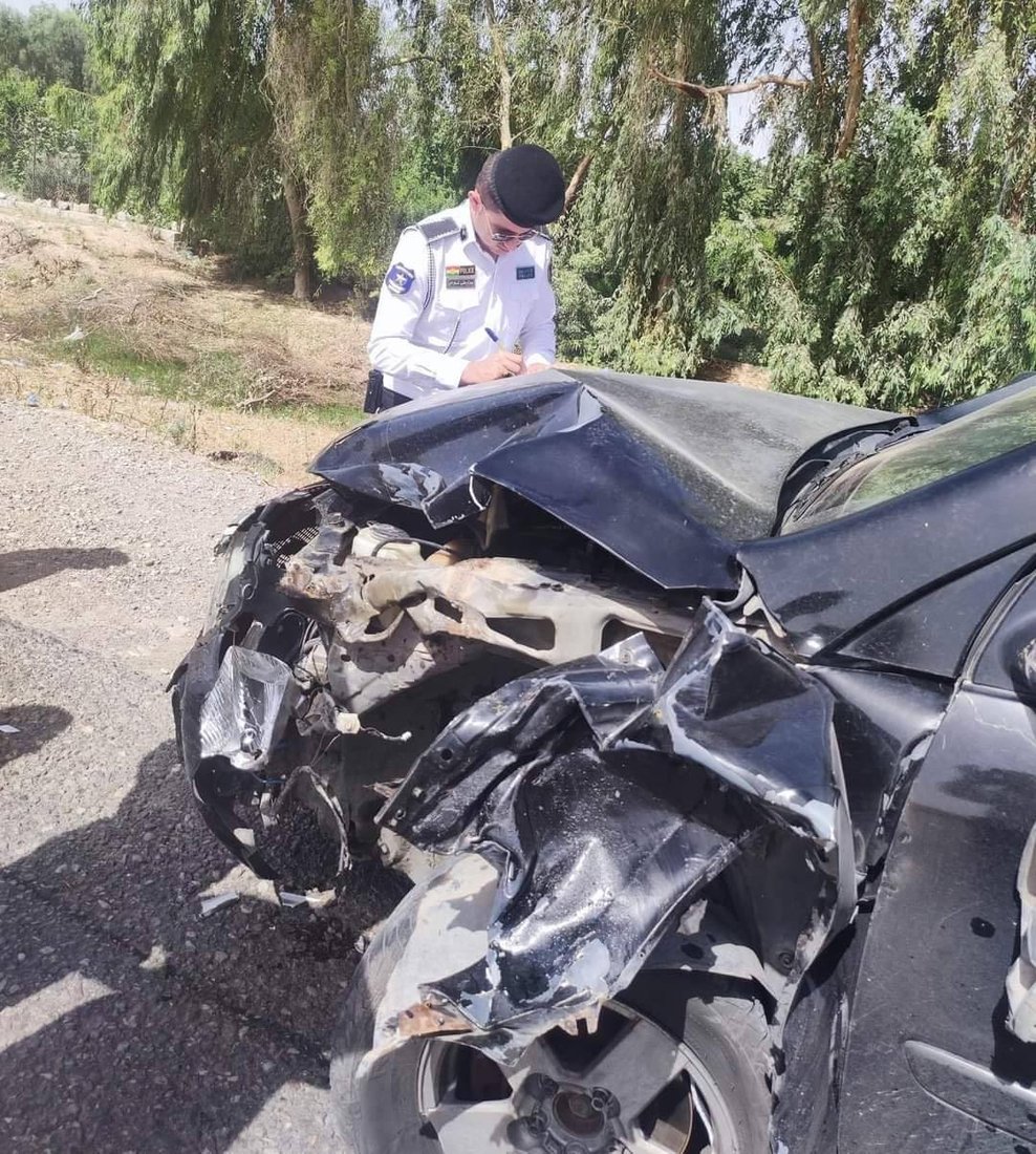 صور: مصرع سائق دراجة نارية في حادث مروع مع “شوفرليت” على طريق خانقين