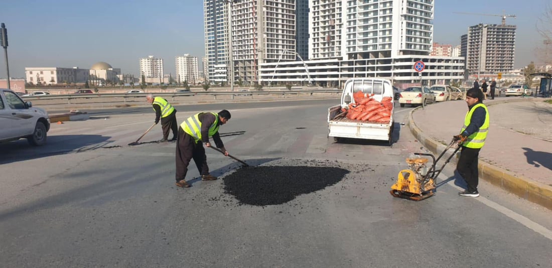 شارەوانی سلێمانى شەقامەکان پینە دەکات