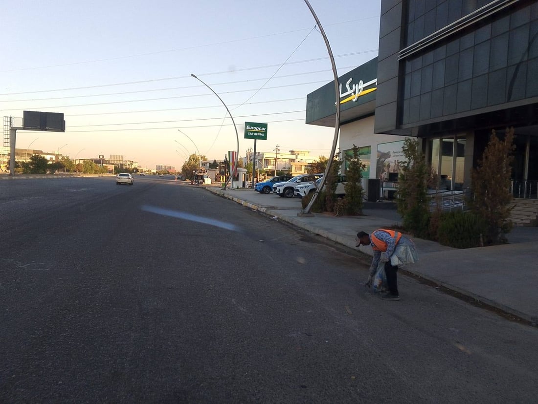 شەقامی بازنەیی 100 مەتری پایتەخت شۆردرا و پوخت و خاوێن کرایەوە