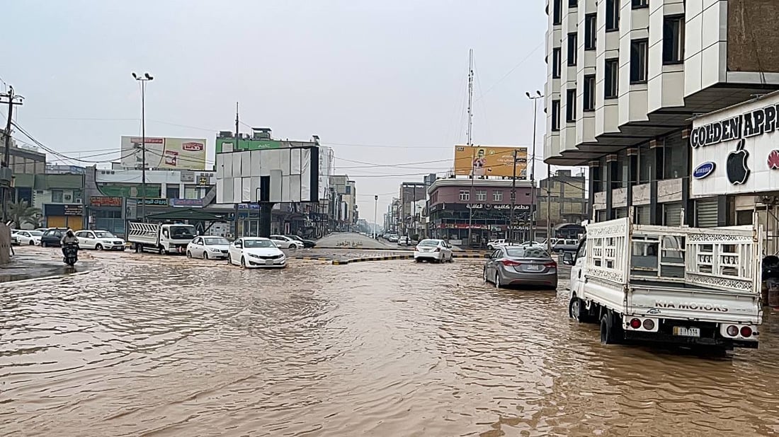 فيديو: “حالوب” كثيف يرشق النجف والأمطار الغزيرة استمرت 4 ساعات
