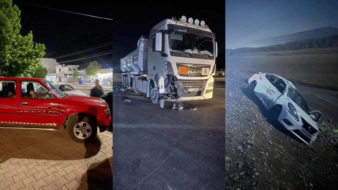 دیسان پیکاب و تانکەر بەزمیان نایەوە؛ پێنج کەس برینداربوون