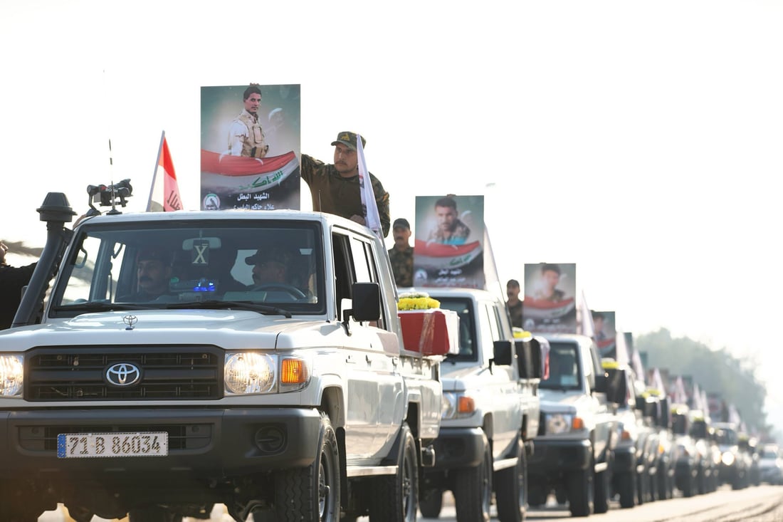 صور: الحشد يستذكر قصف معسكراته في القائم بتشييع رمزي