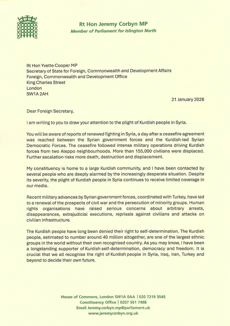 “كورد 40 ملیۆن كەسن و پێویستە بەریتانیا پشتگیرییان بكات”