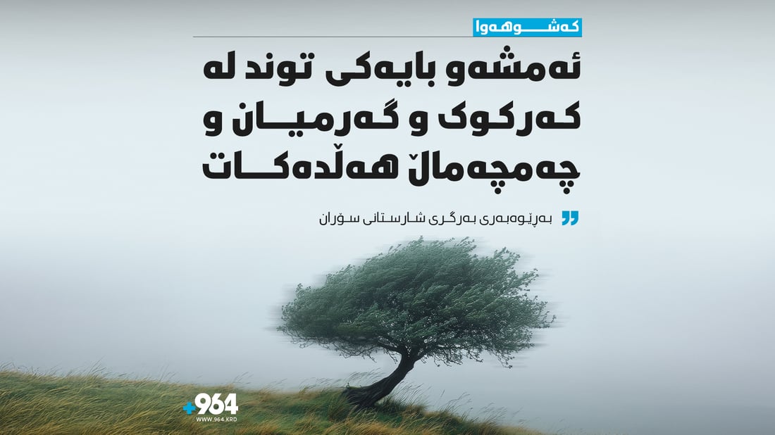 خێرایی با لە کەرکوک و گەرمیان و چەمچەماڵ زیاد دەبێت
