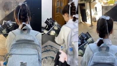 کچە قوتابییەکەی کەرکوک گەڕایەوە قوتابخانە و چەپکە گوڵی بۆ مامۆستاکانی برد