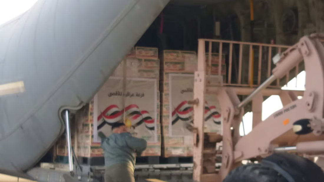 Iraqi Red Crescent Society sends 25 tons of aid to Gaza via Egyptian air force