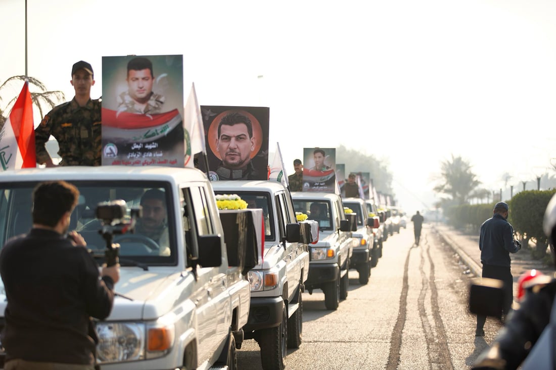 صور: الحشد يستذكر قصف معسكراته في القائم بتشييع رمزي