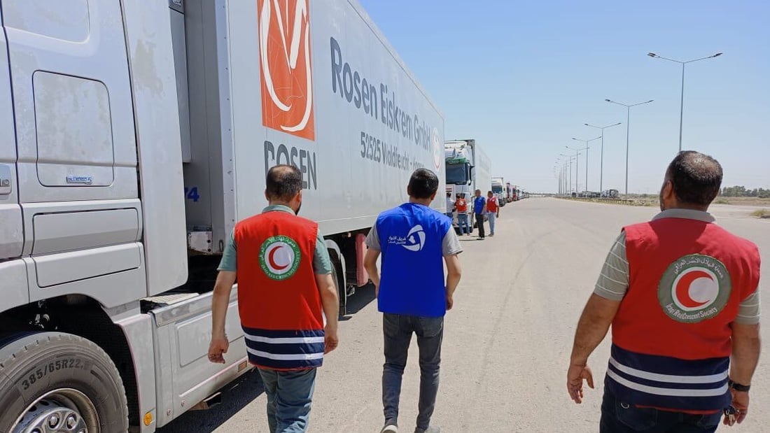 The Iraqi Red Crescent Society sends further 500 tons of aid for Gaza
