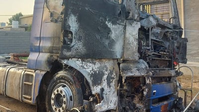 احتراق شاحنة متوقفة منذ يومين امام منزل مالكها في الشيحة
