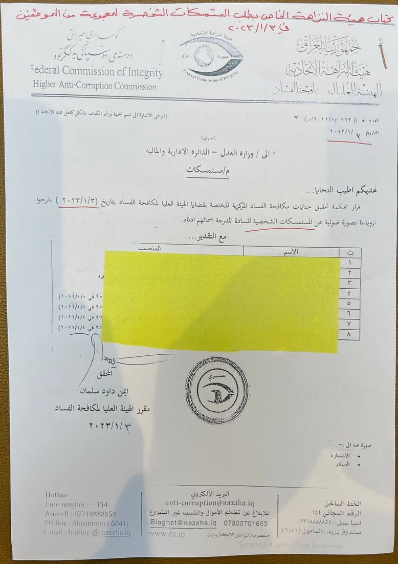 وزير العدل يهاجم رئيس النزاهة: شوّهت سمعتنا والقانون بيننا