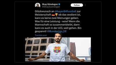 یاریزانێکی بارسا پەیامێک بۆ پاڵەوانی ئەڵمانیا دەنێرێت