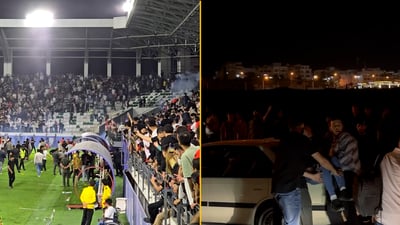 شاهد: الجماهير نزلت للملعب واشتباك عنيف بالمدرجات.. فوضى توقف مباراة نوروز وزاخو