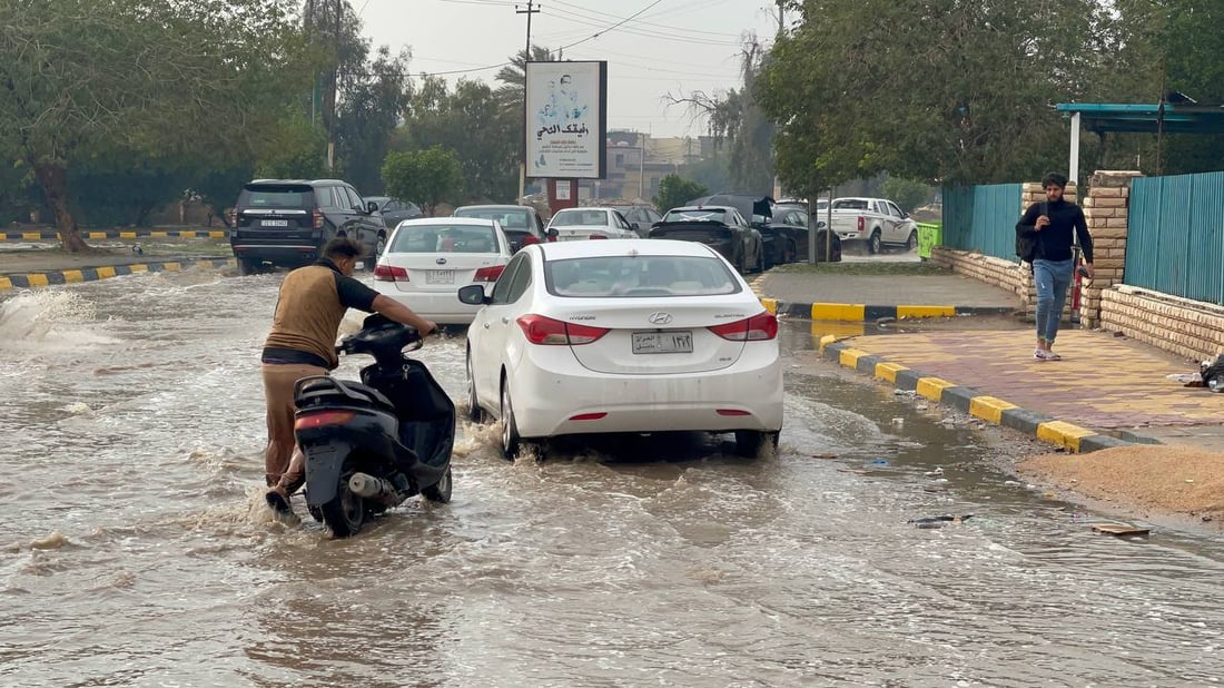 فيديو: “حالوب” كثيف يرشق النجف والأمطار الغزيرة استمرت 4 ساعات