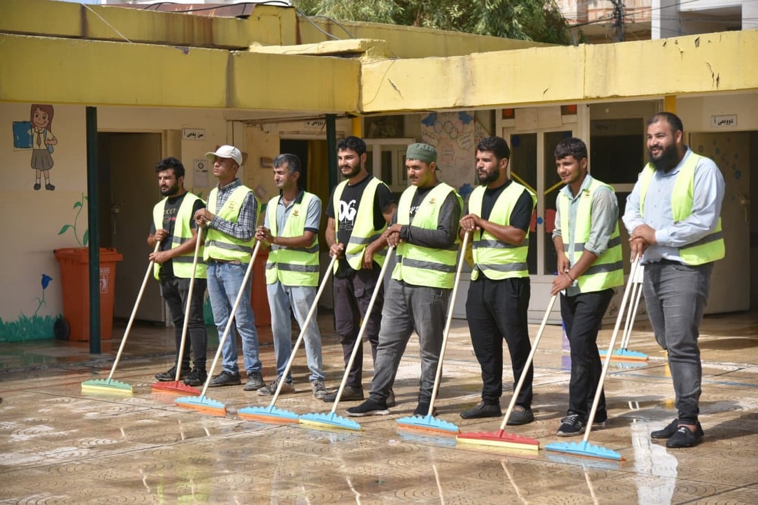 هەڵمەتی خاوێنکردنەوە و شوشتنی قوتابخانەکانی هەولێر بەردەوامە