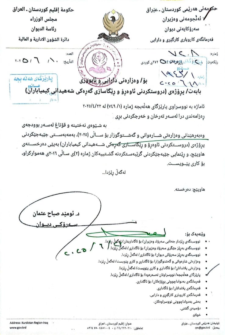 ئەنجومەنی وەزیران رەزامەندی بۆ چەند پرۆژەیەكی شاری هەڵەبجە دا