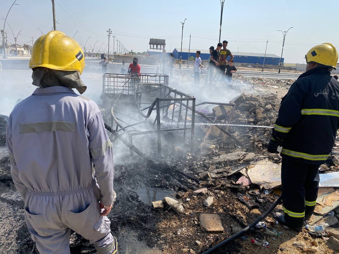 الحيانية: “مدمنون” يضرمون النار في محطة غسيل عشوائية (فيديو +صور) خاصة