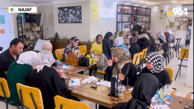 Young women attend unique ceramic painting workshop in Najaf to relieve stress