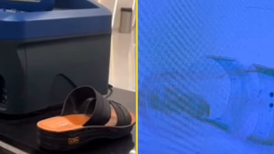 شاهد: “مخدرات بالشحاطة”.. مطار بغداد يحبط محاولة التهريب ويعتقل المسافر