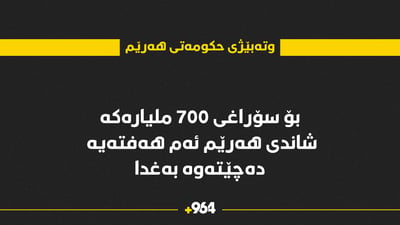 شاندی هەرێم بۆ 700 ملیارەکە دەچێتەوە بەغدا